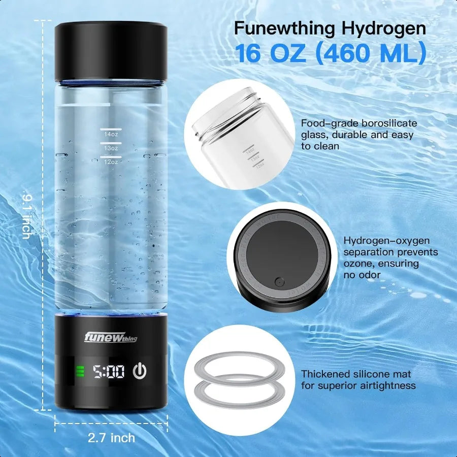 Hydrogen Water Bottle With LED Display Ionizer 3000ppb - Arthur's Wellness Emporium