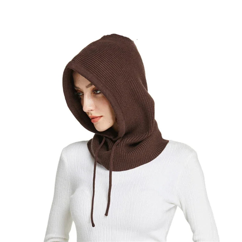 Cashmere Knit Hooded Balaclava For Women Winter Warmth