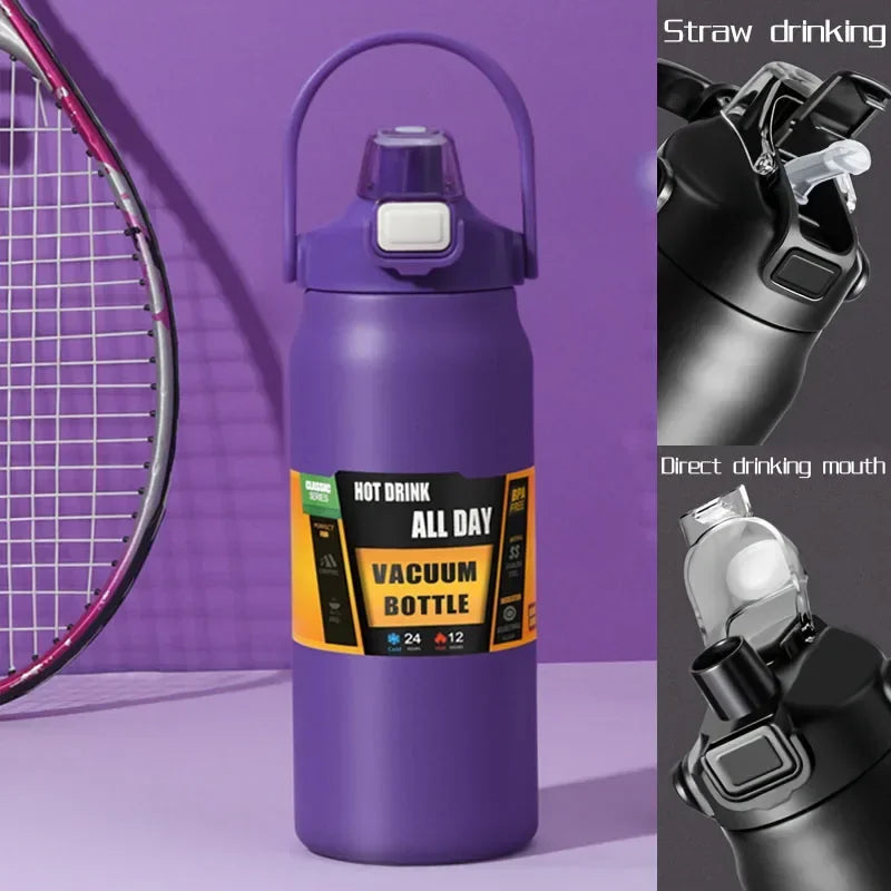 Drinkware Stainless Steel Vacuum Flask With Straw Thermos For Outdoor Use