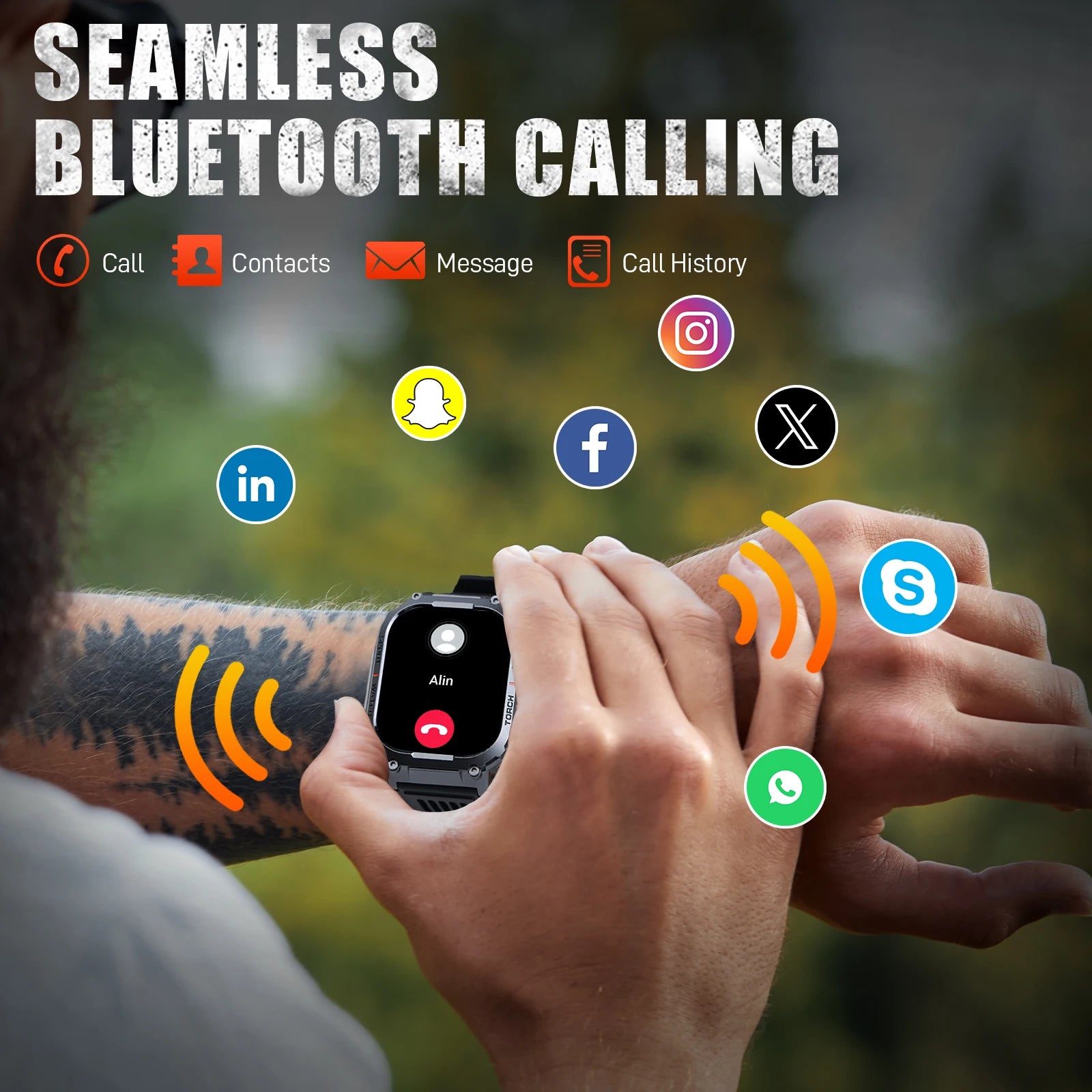 LaNikar Smart Watch Men 3ATM Waterproof S320B Compass LED Flashlight Heart Rate - Arthur's Wellness Emporium