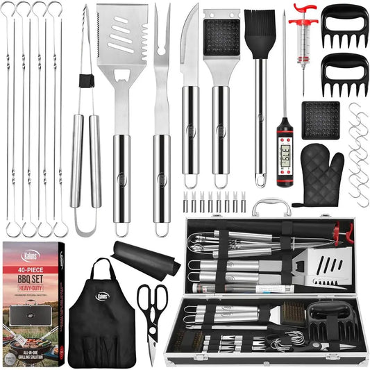Heavy Duty Stainless Steel 40 Piece BBQ Grill Accessories Set - Arthur's Wellness Emporium