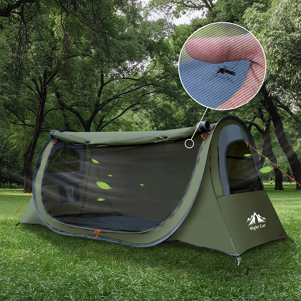Night Cat Pop Up 1 Person Camping Tent Waterproof Instant Setup - Arthur's Wellness Emporium