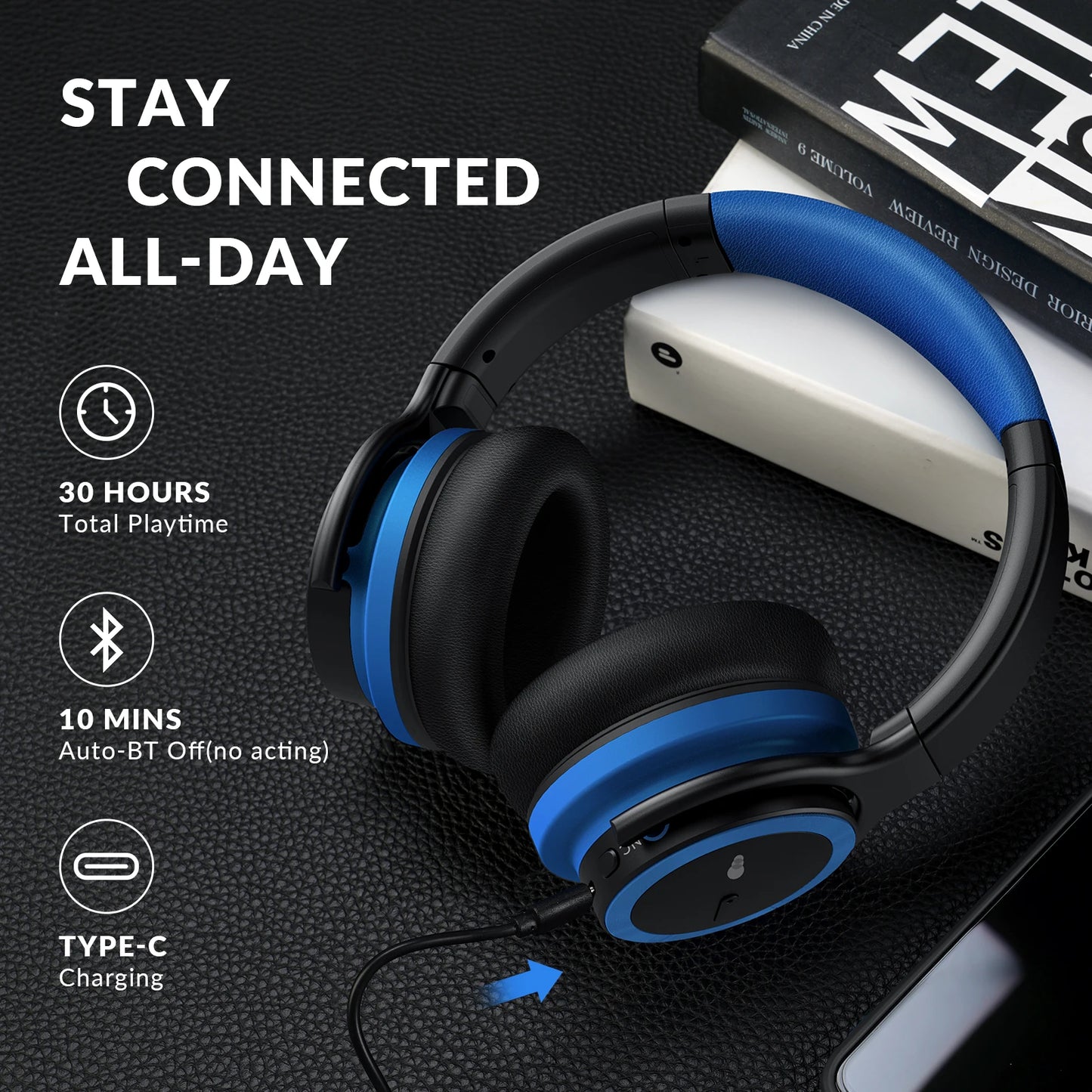Meidong E7BPRO Active Noise Cancelling Wireless Over-Ear Headphones