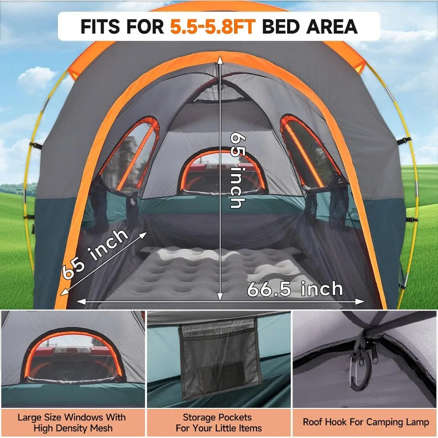 Truck Bed Tent Portable Waterproof Canopy For Pickup Camping - Arthur's Wellness Emporium