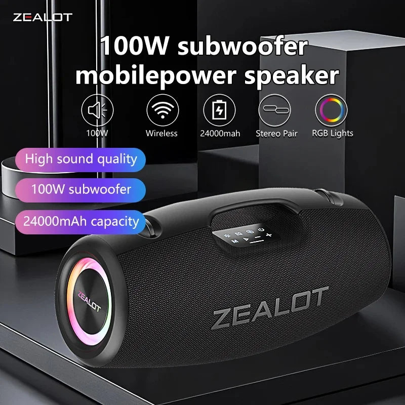 Zealot S78 100W Wireless Speakers Dream Light Outdoor Subwoofer 24000mAh