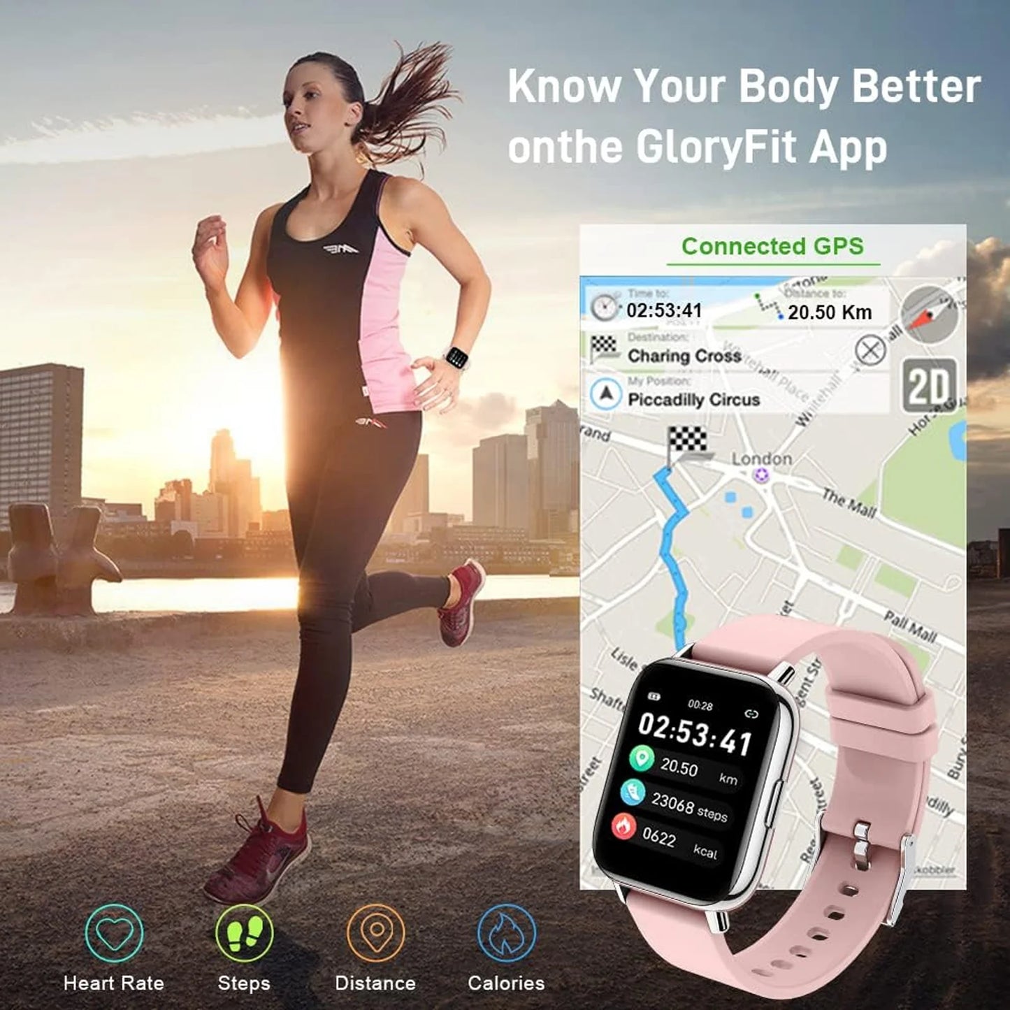 Jxrev Smart Watch Fitness Tracker For Men Women Touch Screen