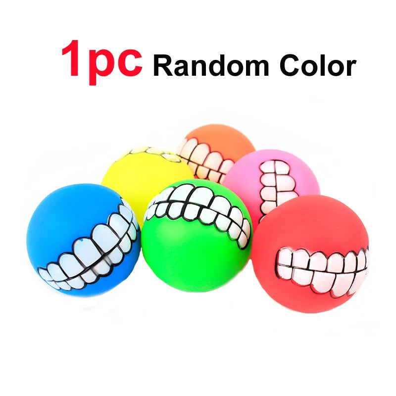 Rubber Squeaky Dog Toy Ball Bite Resistant For Small Puppies