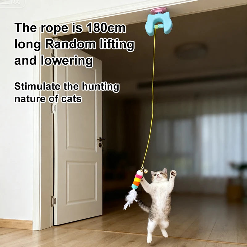 Electric Cat Toy With Auto Swing Ropes and Feather Teaser - Arthur's Wellness Emporium