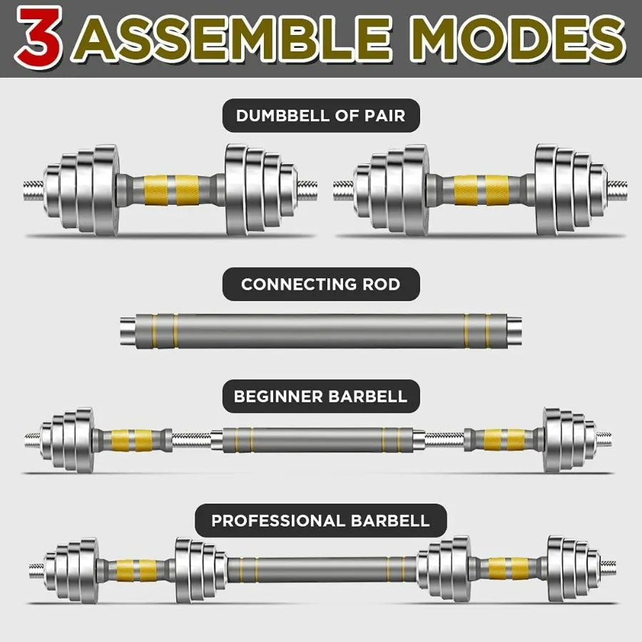 Adjustable Dumbbell Set 44 Lbs 3 In 1 Workout System