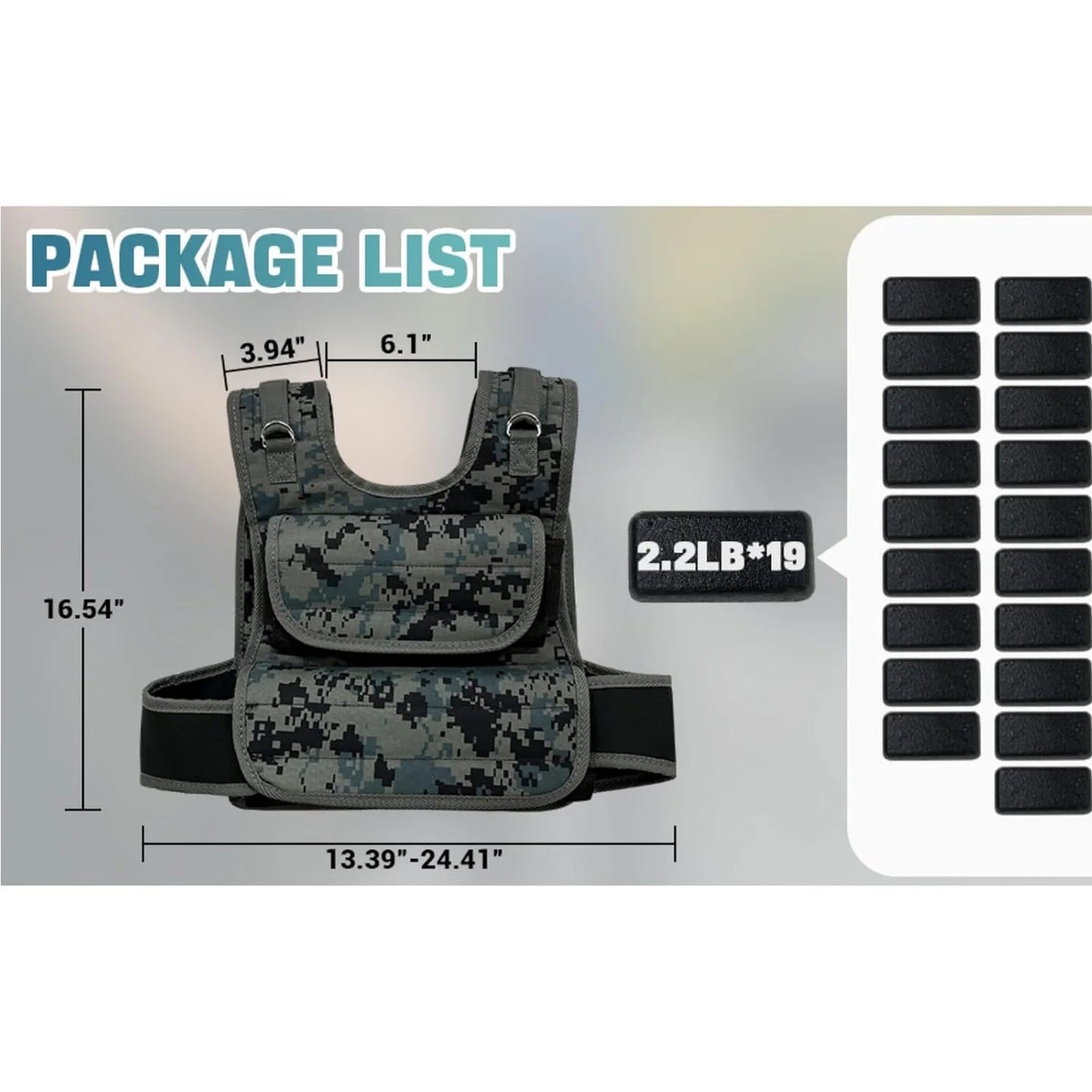 Adjustable 44LB Weighted Vest for Strength Training - Arthur's Wellness Emporium