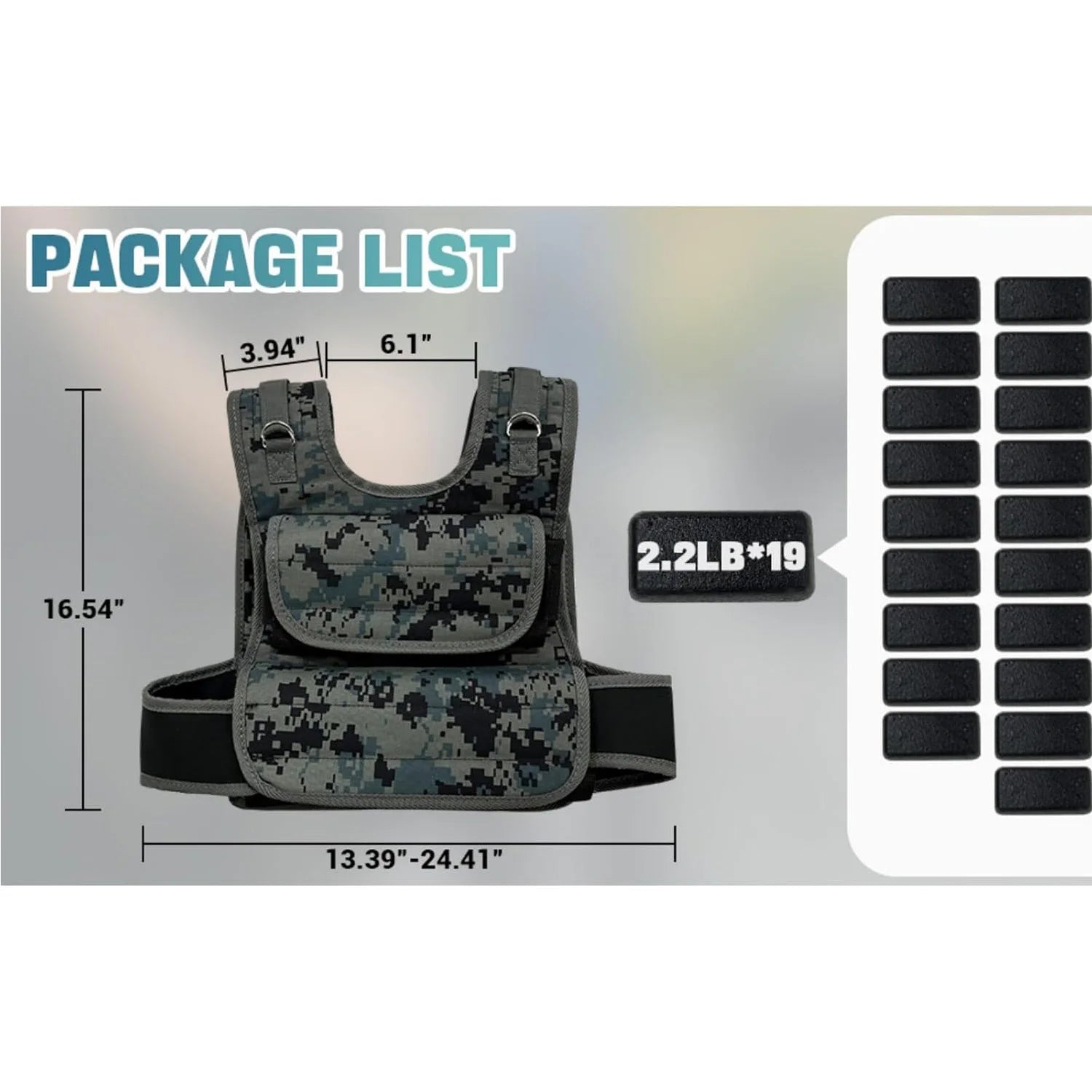 Adjustable 44LB Weighted Vest for Strength Training - Arthur's Wellness Emporium