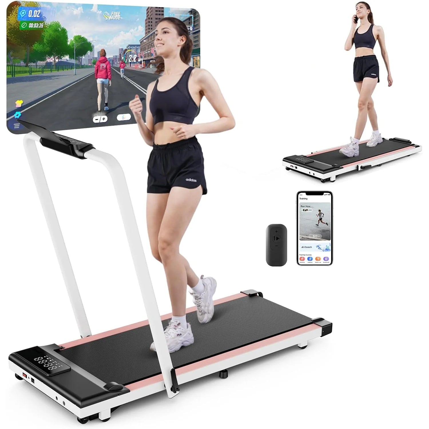 Superun 3in1 Walking Pad Treadmill Under Desk Foldable 300Lb Capacity - Arthur's Wellness Emporium