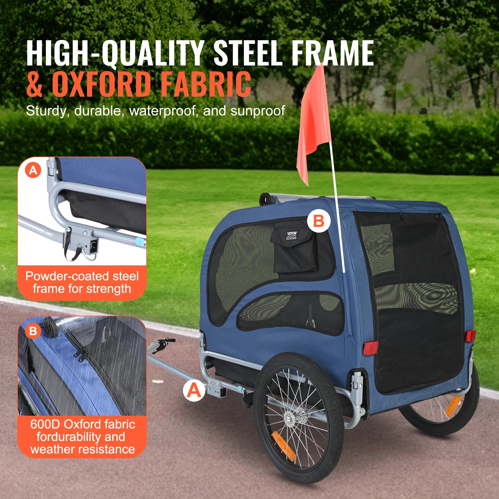 Pet Bicycle Carrier Cart Trailer Foldable For Dogs 100 Lbs - Arthur's Wellness Emporium