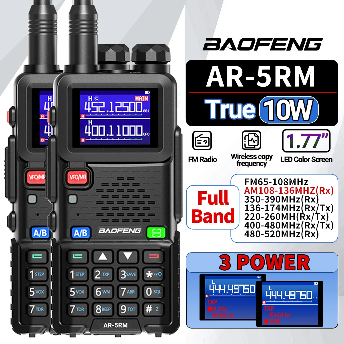 Baofeng AR-5RM Multi Band Walkie Talkie 10W Long Range - Arthur's Wellness Emporium