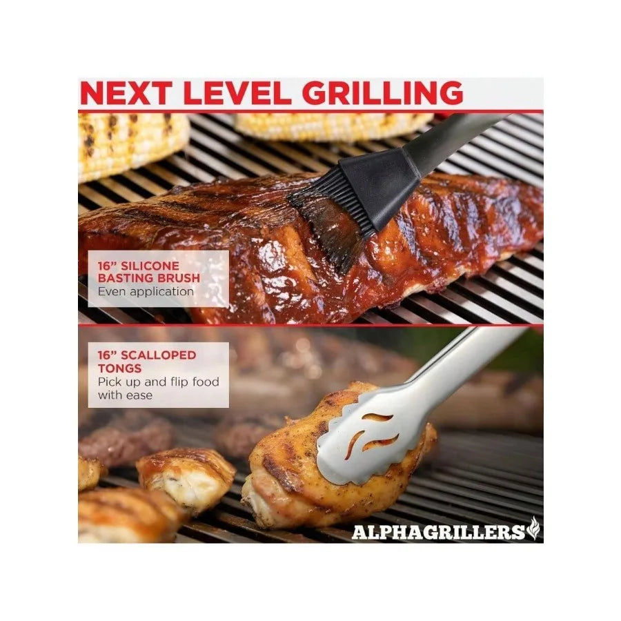 Grill Tools Set With Spatula Fork Tongs Brush BBQ Accessories