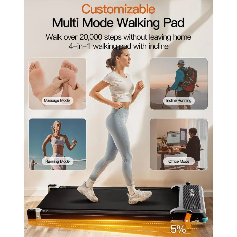 FUNRAY Walking Pad Treadmill With Incline Under Desk 2 In 1
