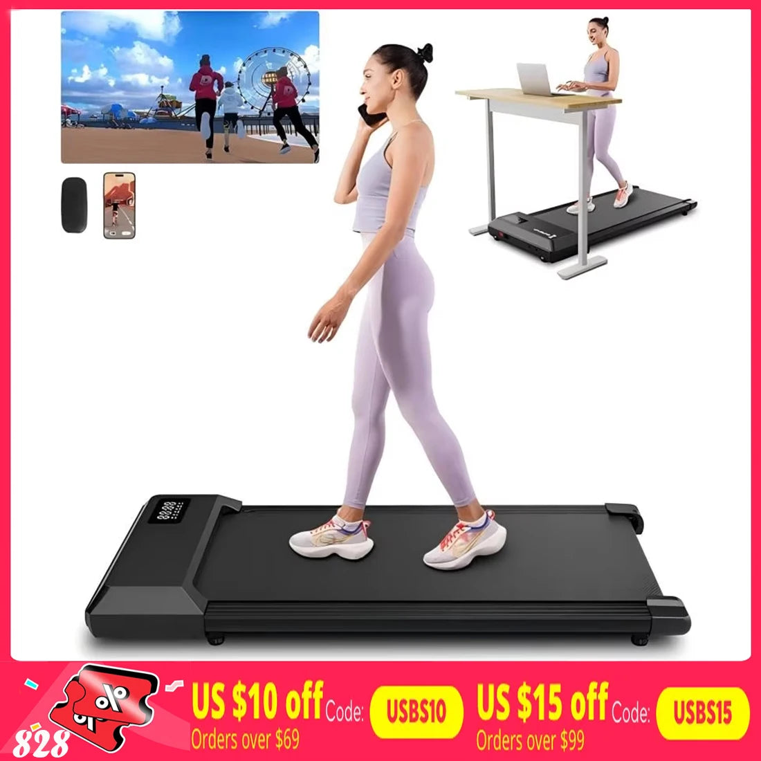 Superun 2 In 1 Home Office Treadmill With App And Remote