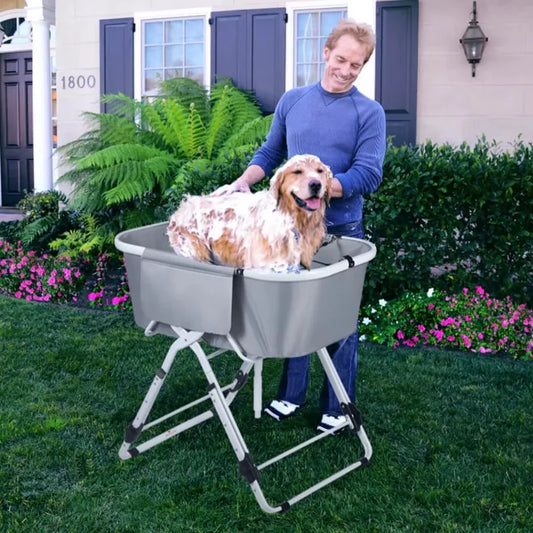 NONE Foldable Elevated Dog Bath Tub For Grooming Station Adjustable - Arthur's Wellness Emporium