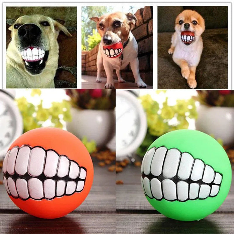 Rubber Squeaky Dog Toy Ball Bite Resistant For Small Puppies
