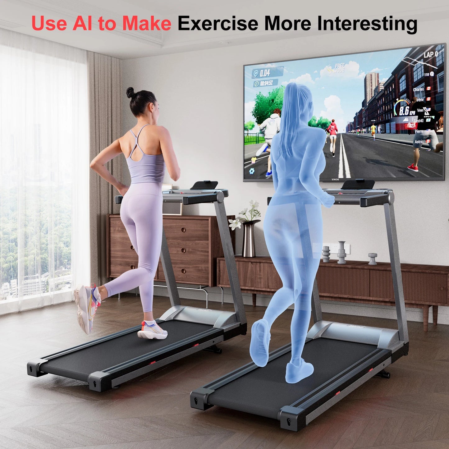 Superun 3.5HP Foldable Incline Treadmill With App Monitoring - Arthur's Wellness Emporium