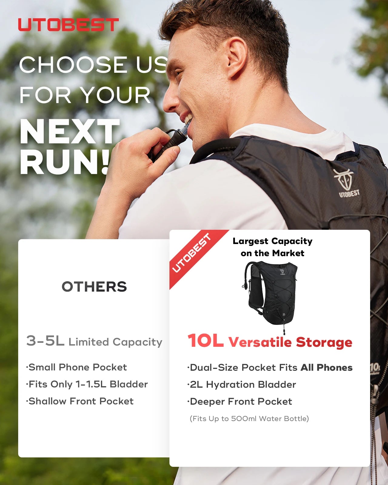 UTOBEST Hydration Backpack for Running Cycling and Hiking - Arthur's Wellness Emporium