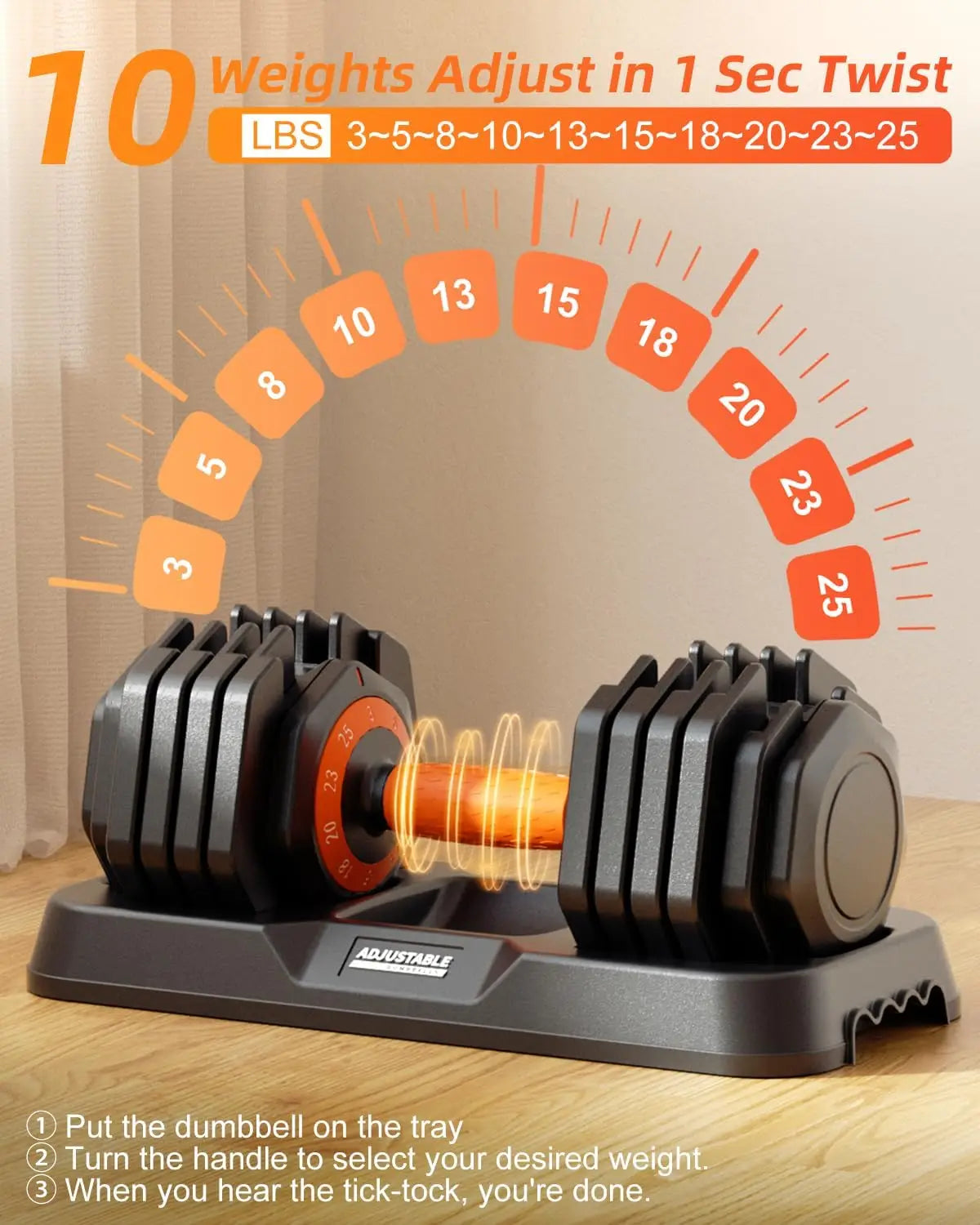 Adjustable Dumbbell Set 110lb With Tray Quick Change Home Gym - Arthur's Wellness Emporium