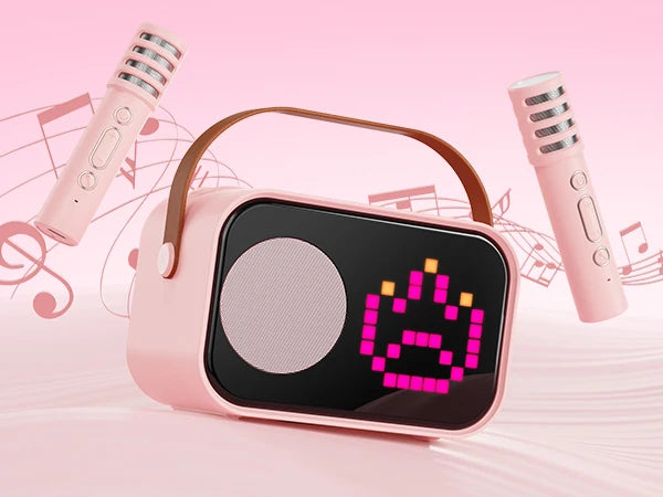 FanFun D58 Mini Bluetooth Karaoke Machine With Two Wireless Microphones