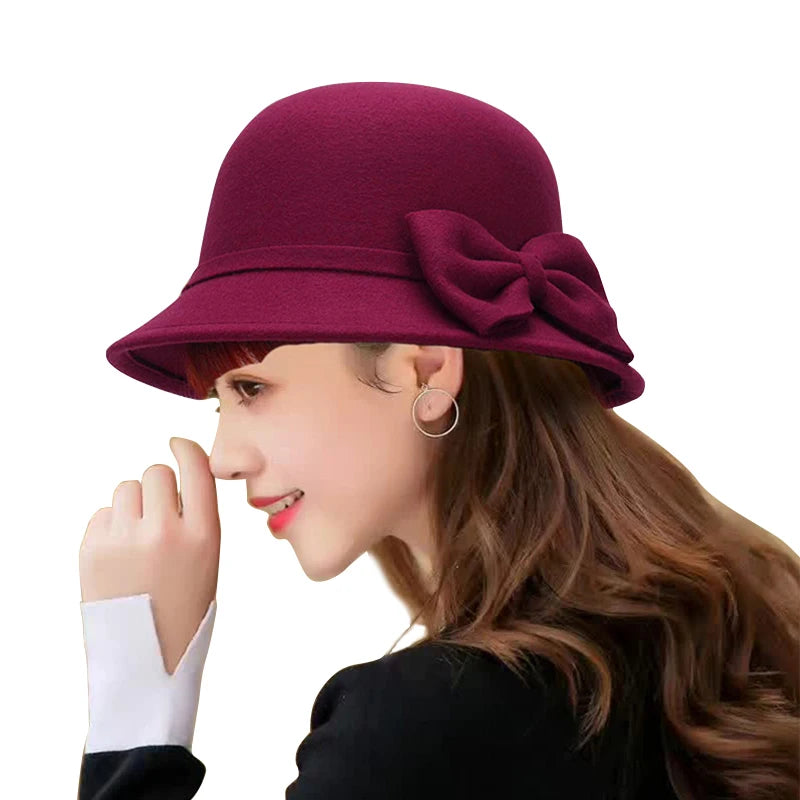 FAITOLAGICN Bowknit Dome Fedora Hat For Women Winter
