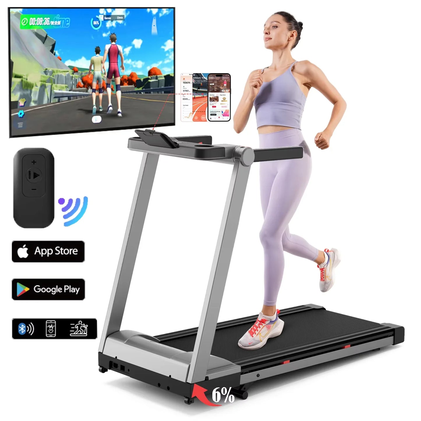 Superun 3.5HP Foldable Incline Treadmill With App Monitoring - Arthur's Wellness Emporium