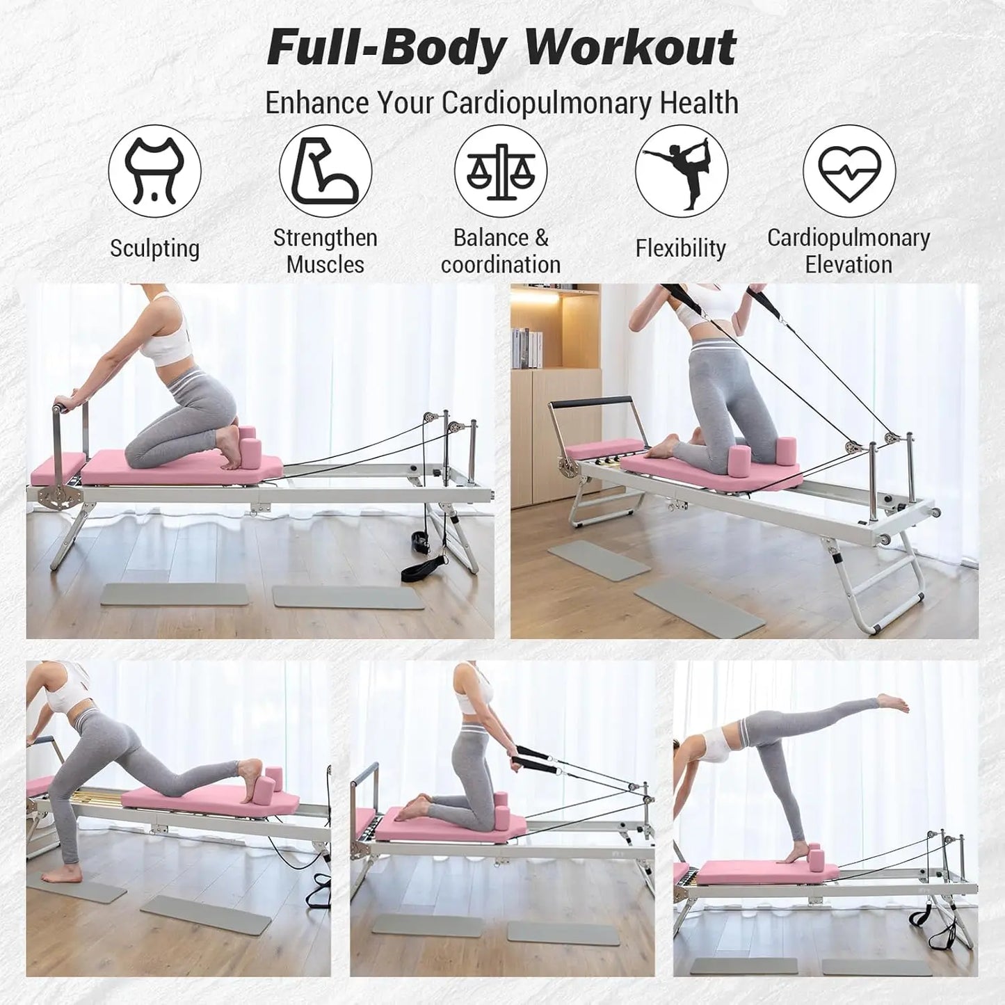 Foldable Pilates Reformer Machine With Jump Board For Home Gym - Arthur's Wellness Emporium