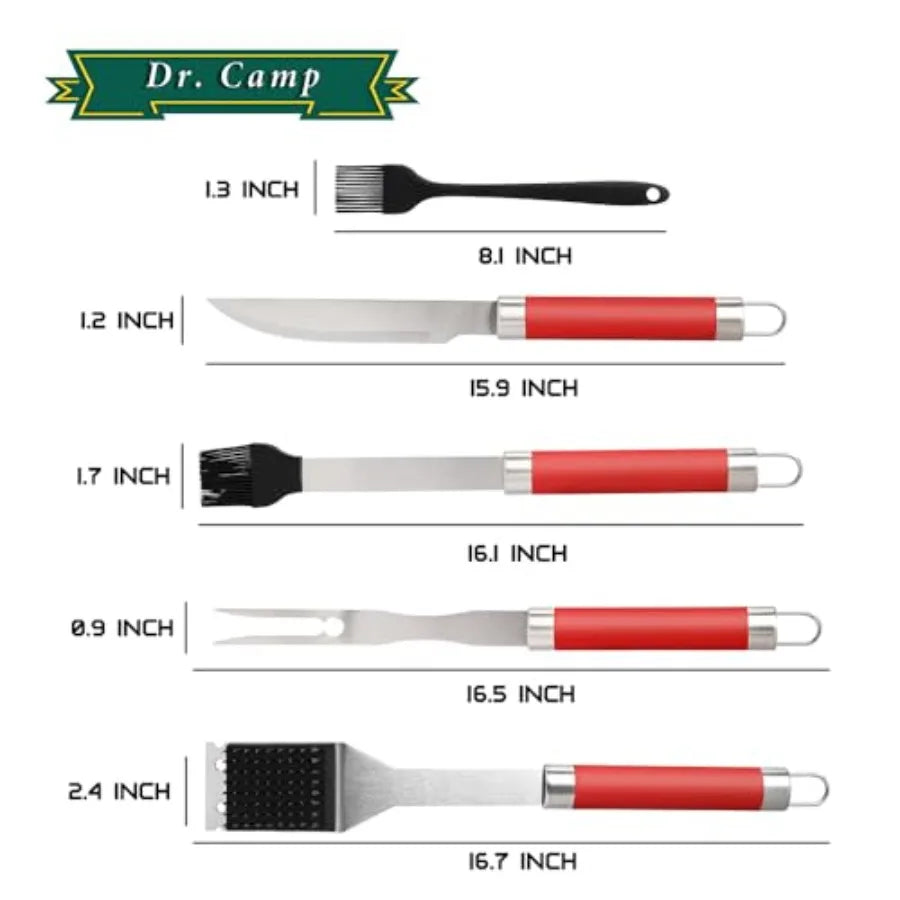 Grill Tools Set Stainless Steel Heavy Duty Outdoor Utensils