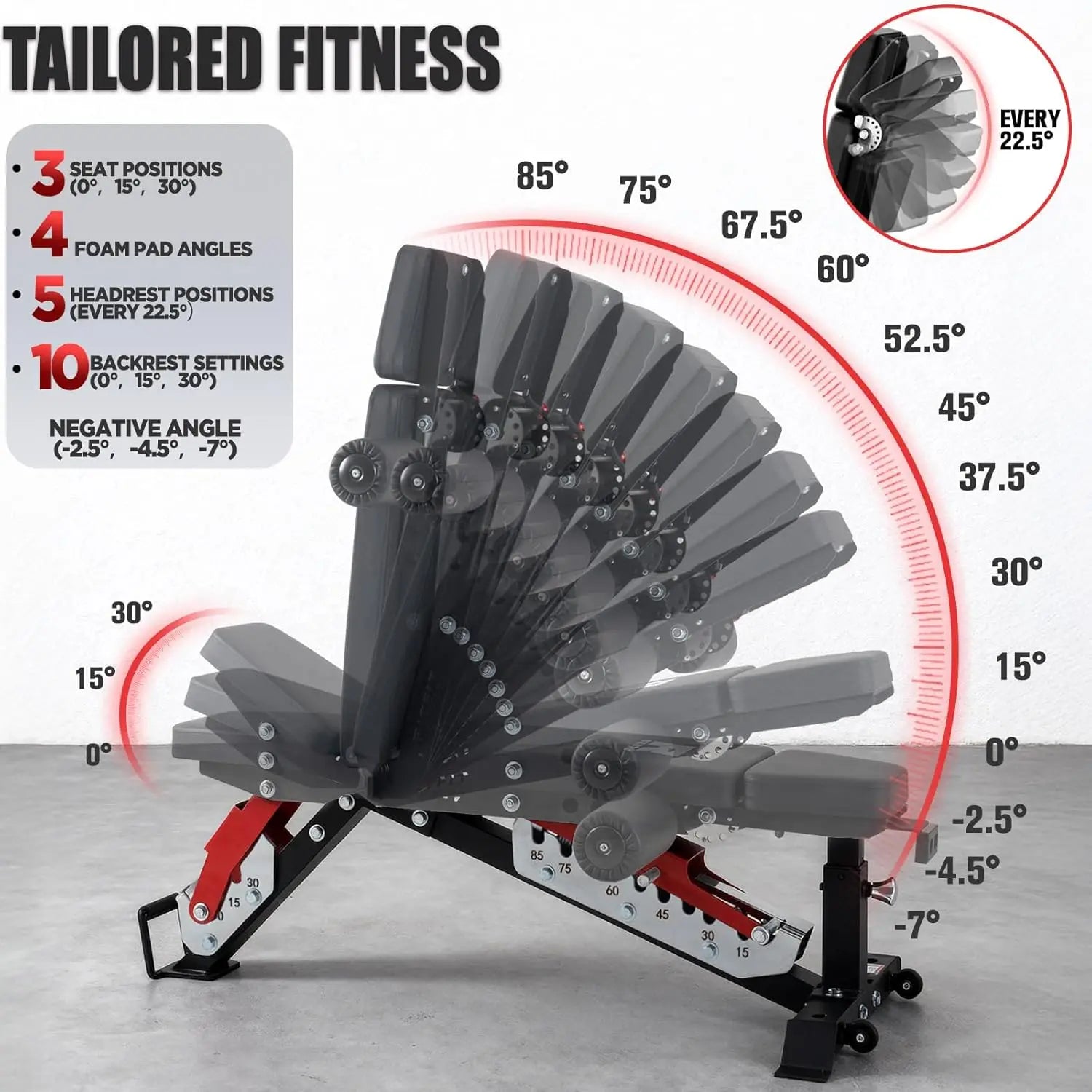 Adjustable 3 Section Weight Bench With 1600 Lbs Capacity - Arthur's Wellness Emporium