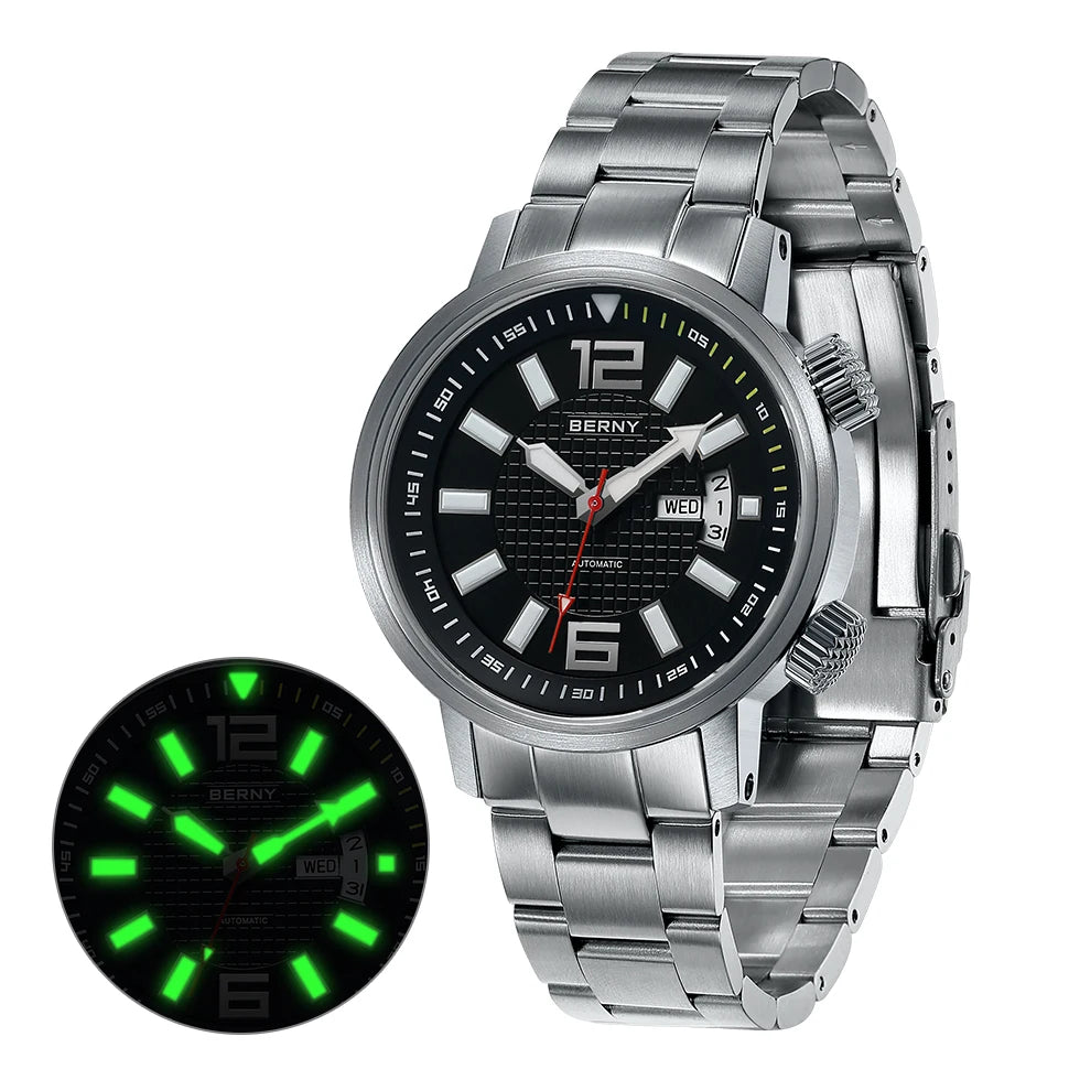 BERNY 20ATM Diver Automatic Watch For Men Self Winding - Arthur's Wellness Emporium
