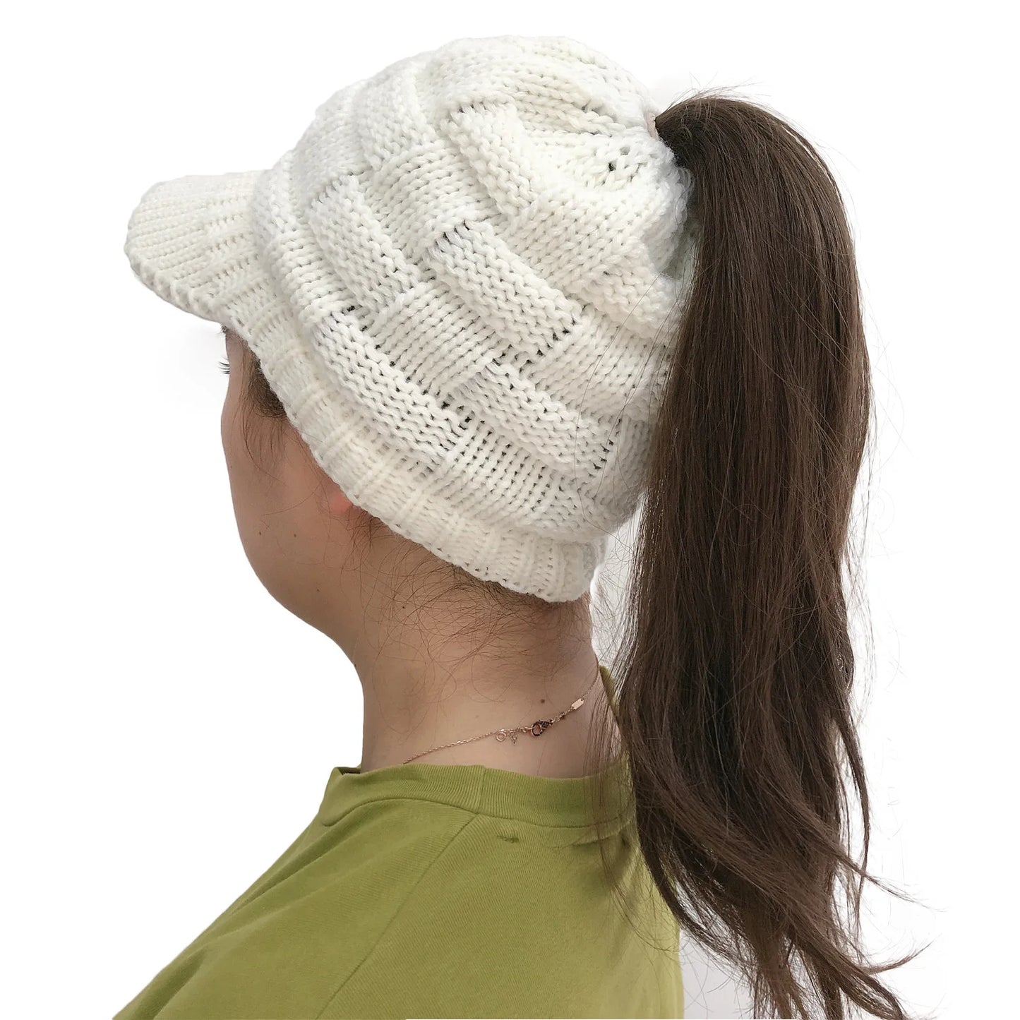 Thermal Ponytail Hat For Women Hollow Brim Baseball Cap Autumn Winter