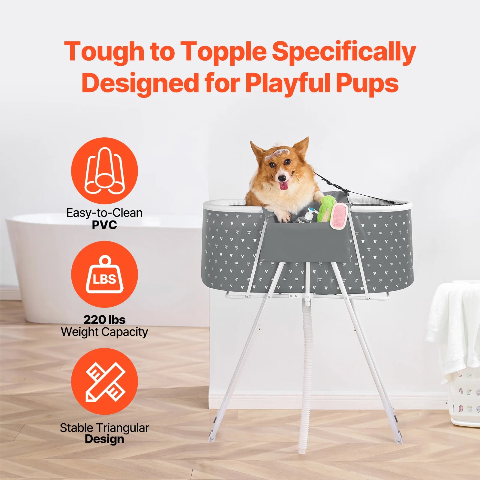 Portable Dog Bathtub Elevated And Foldable Shower Station With Drainage - Arthur's Wellness Emporium