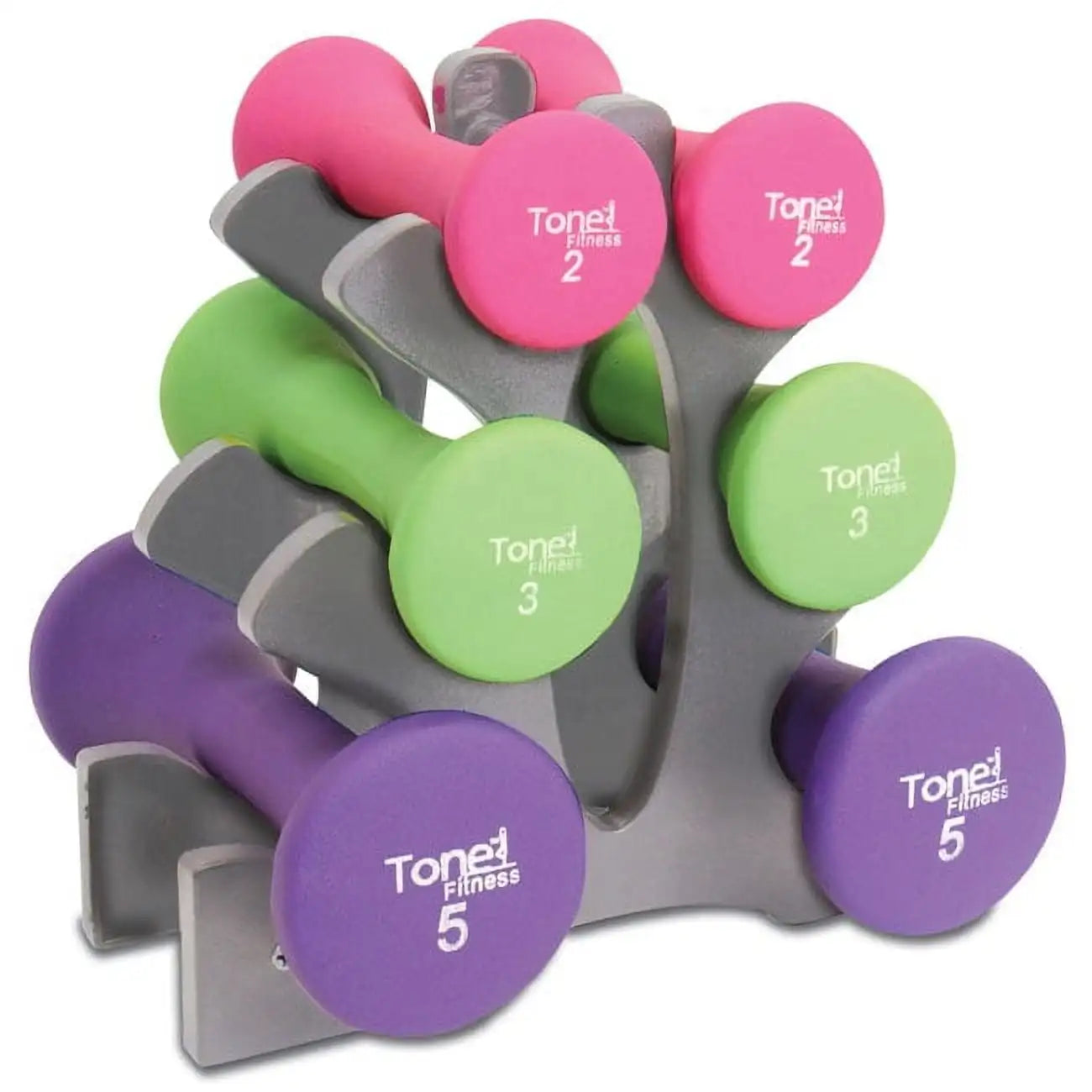 Hourglass Neoprene Dumbbell Set With A-Frame And Non-Slip Grips - Arthur's Wellness Emporium