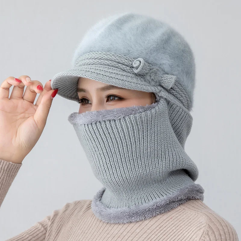 Winter Fur Lined Balaclava Hat For Women Windproof Warmth