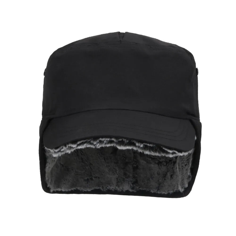 Mens Winter Visor Hat Windproof Earflaps Faux Fur