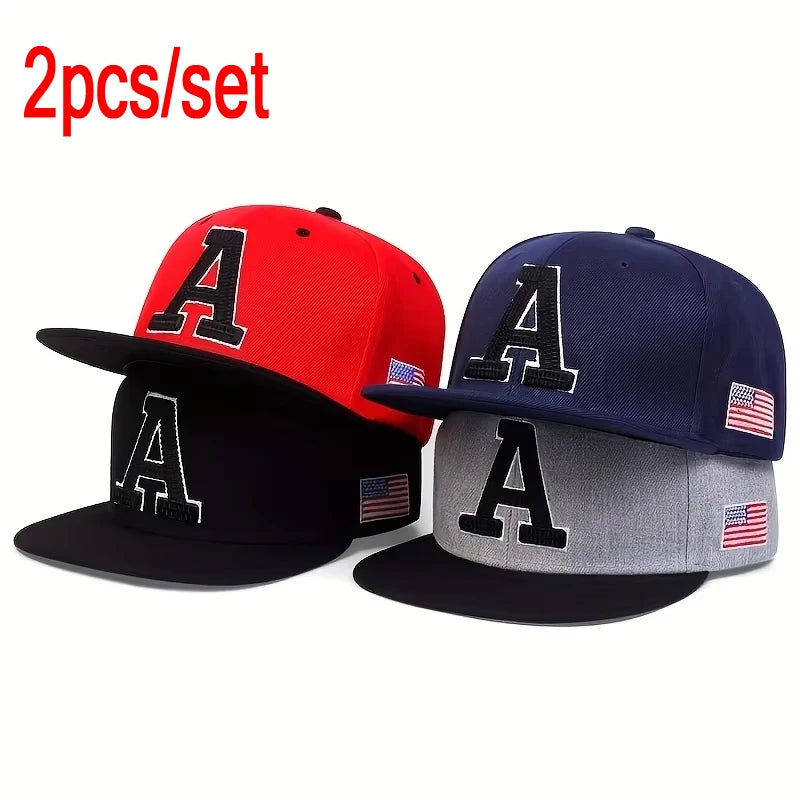 Men Hip Hop Cap A Letter Embroidery Snapback Baseball Hat - Arthur's Wellness Emporium