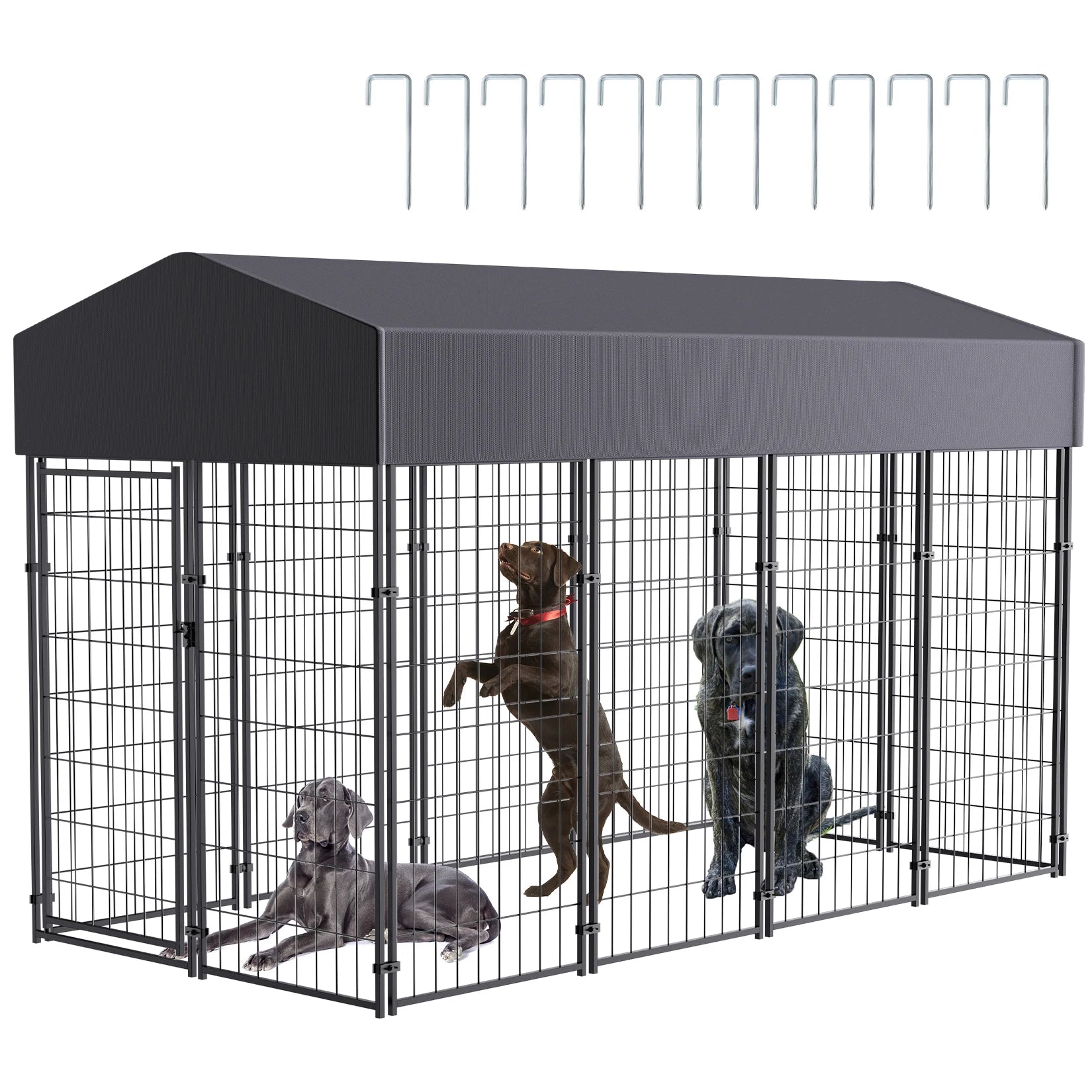 BINGOPAW Dog Kennel Outdoor Welded Wire Crate With Cover - Arthur's Wellness Emporium
