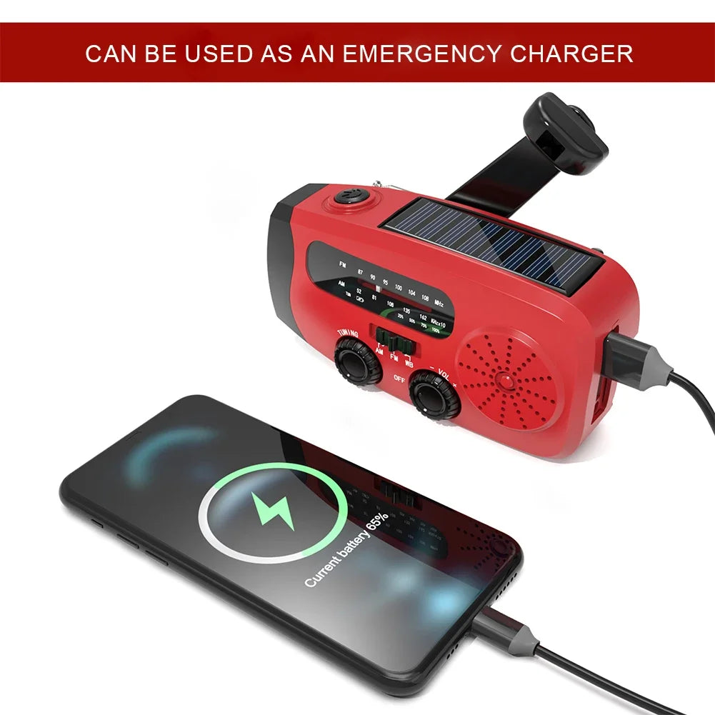 ANENG Emergency Solar Hand Crank Weather Radio With LED Flashlight