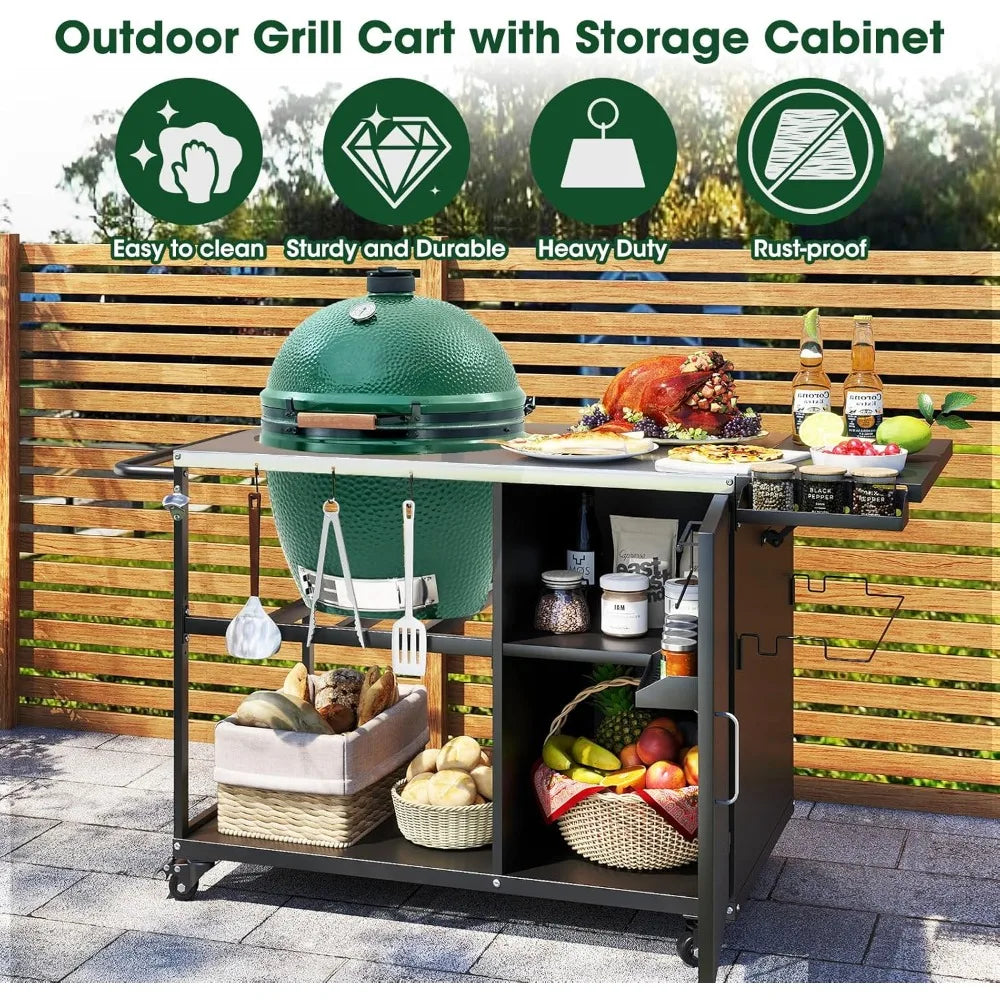 DAFIFY Universal Grill Table For Big Green Egg Cart With Wheels - Arthur's Wellness Emporium