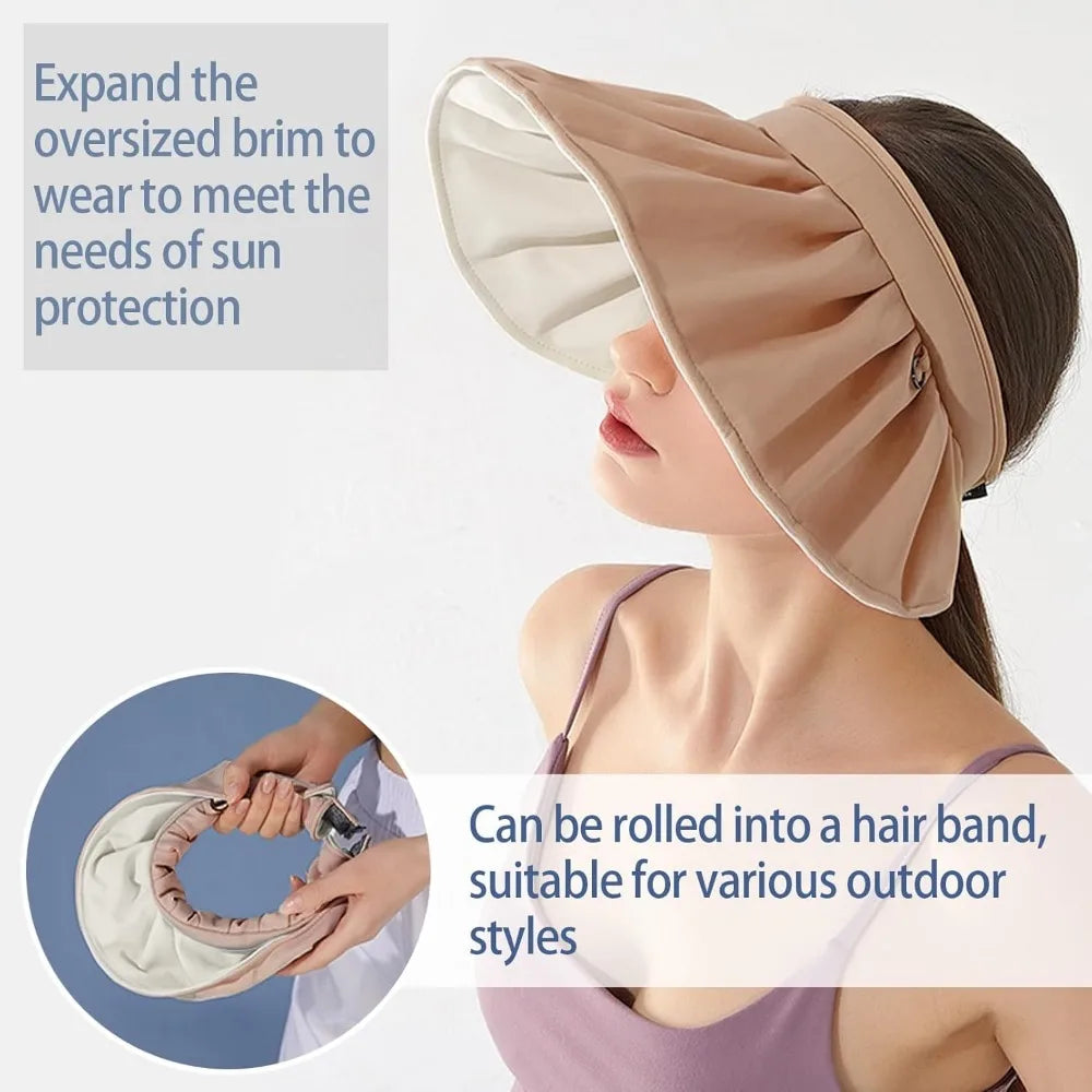 Womens Clip On Foldable Wide Brim Golf Visor UV Protection - Arthur's Wellness Emporium