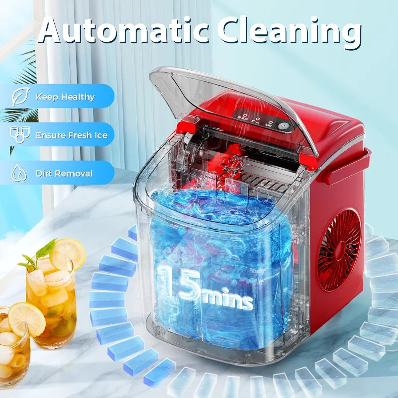 Portable Ice Maker Machine with Automatic Cleaning Feature - Arthur's Wellness Emporium