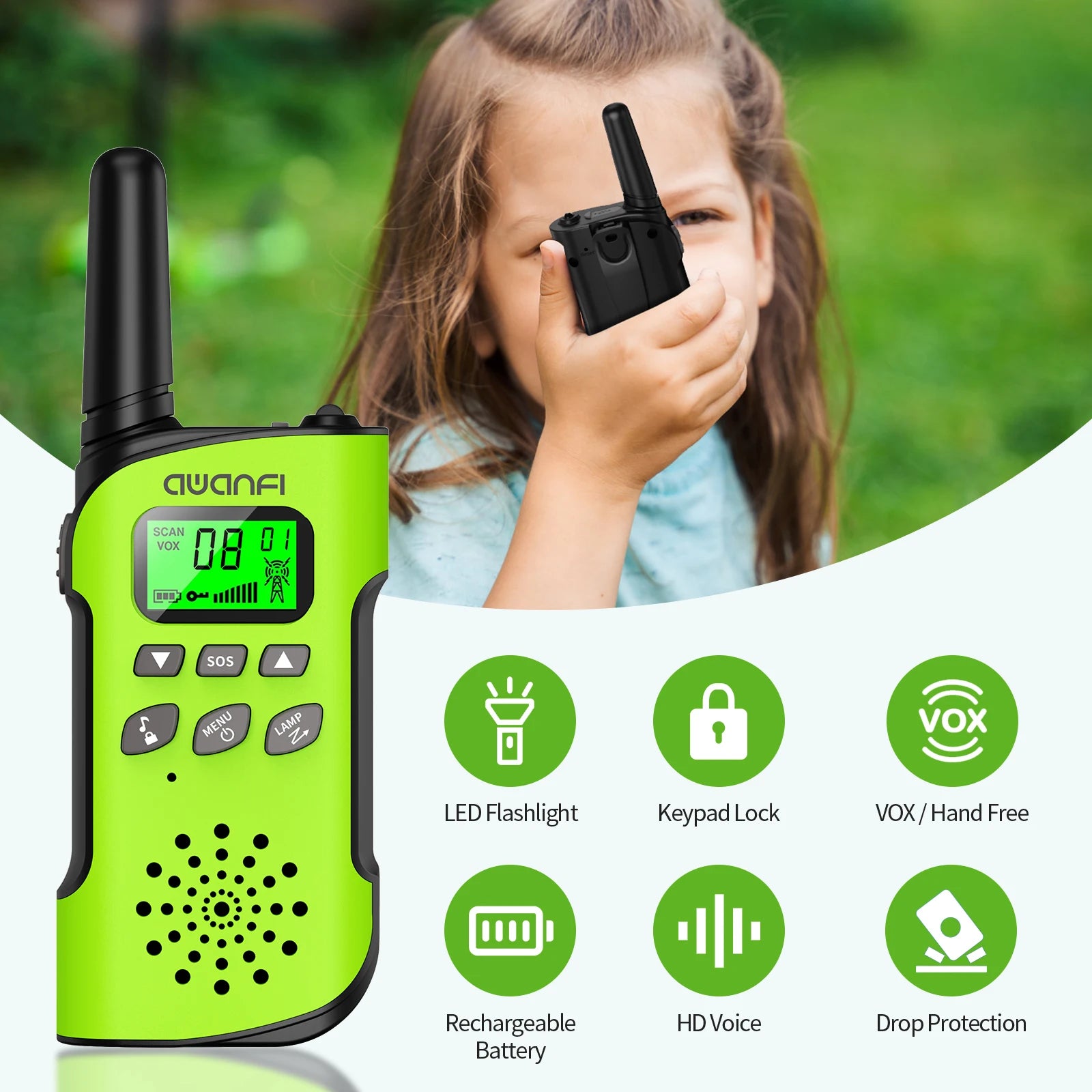 AWANFI 4 Pack Walkie Talkies Long Range 8 Channel USBC - Arthur's Wellness Emporium