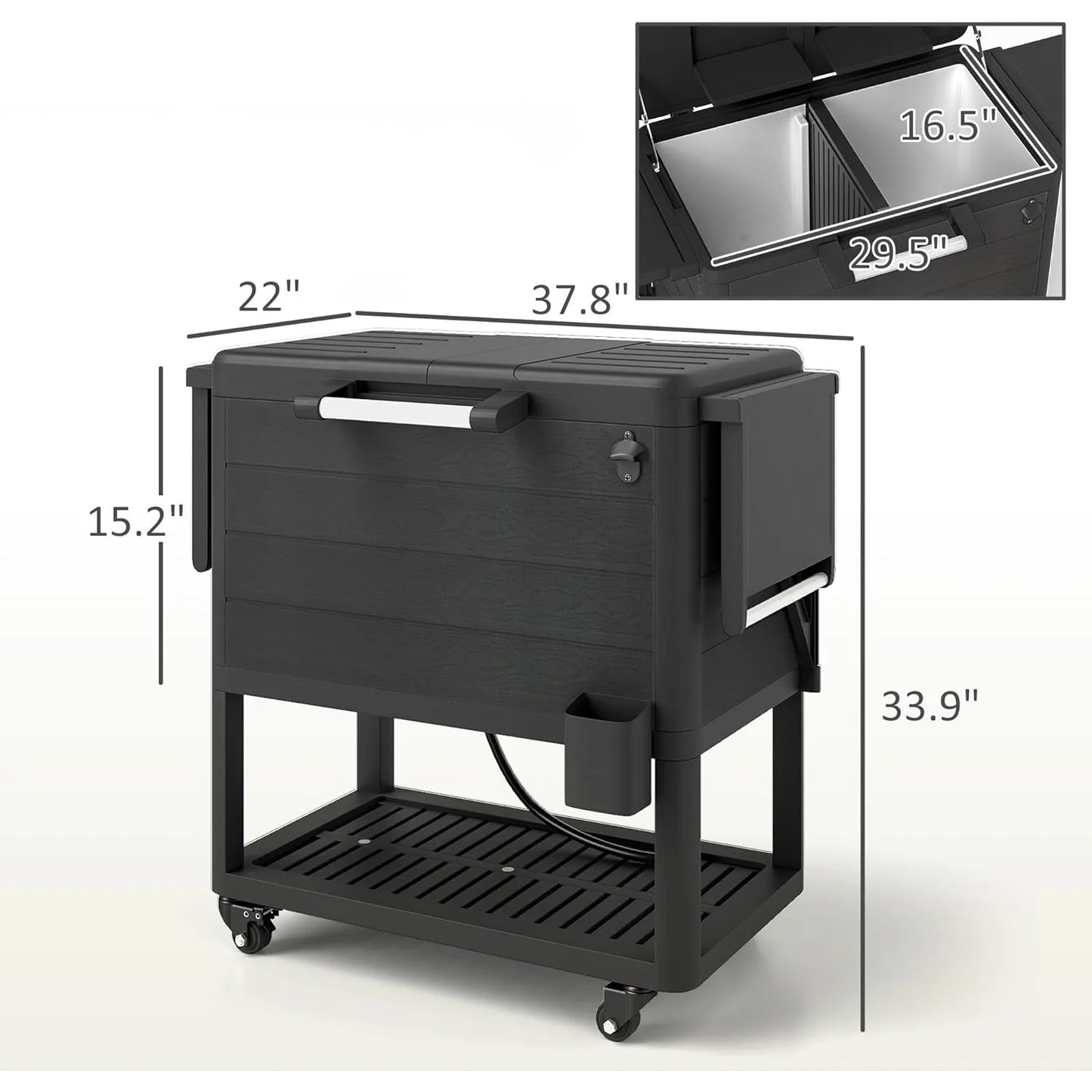 High Concerned Chemical Patio Cooler With Wheels And Shelves - Arthur's Wellness Emporium