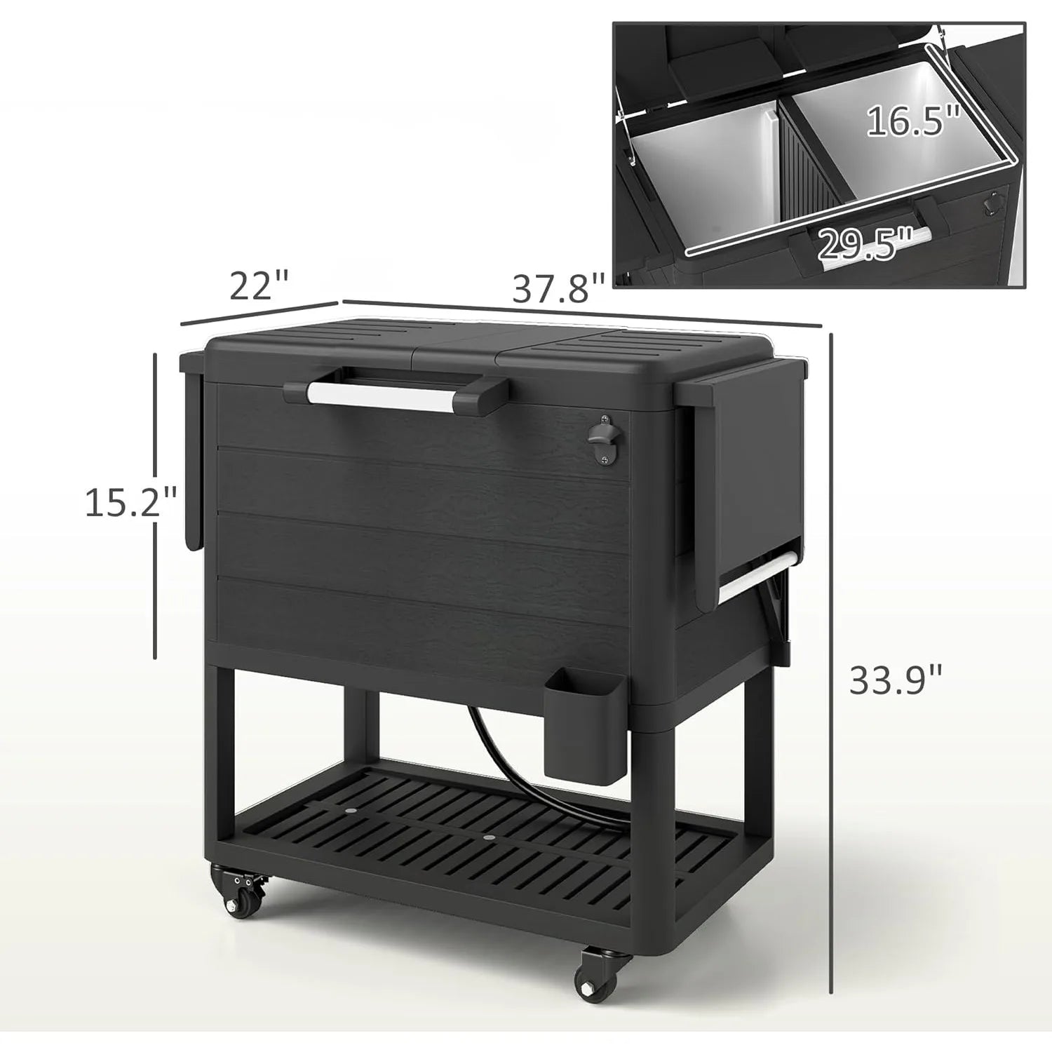 High Concerned Chemical Patio Cooler With Wheels And Shelves - Arthur's Wellness Emporium