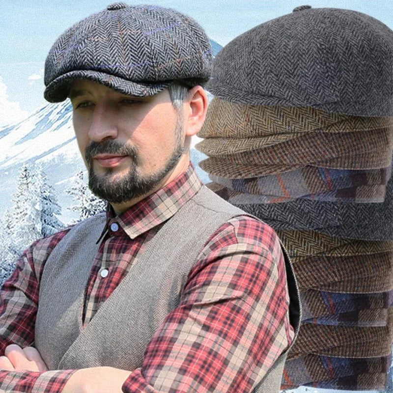 Classic Handwoven Tweed Beret Hat Unisex for Men and Women