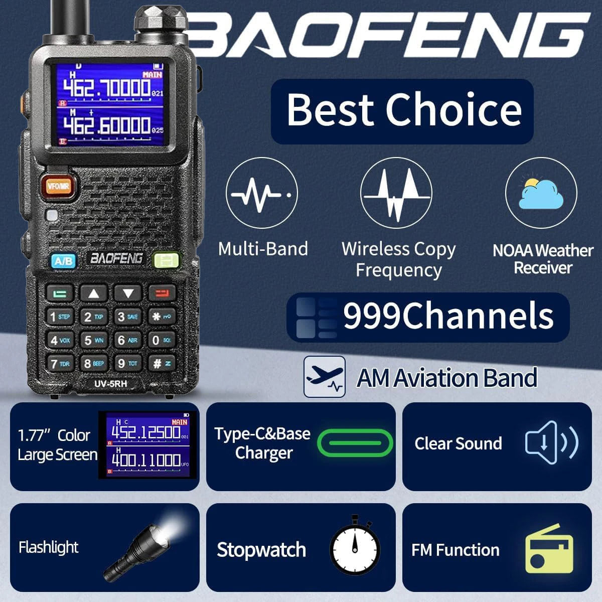 BAOFENG UV 5RH 2 Pack 10W Walkie Talkie Kit Charger - Arthur's Wellness Emporium