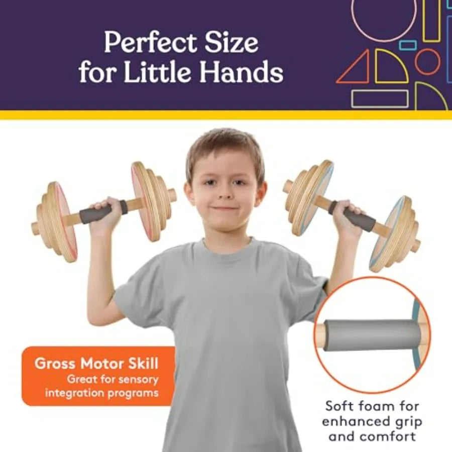 Kids Wooden Workout Weights Set For Home Gym Playtime - Arthur's Wellness Emporium